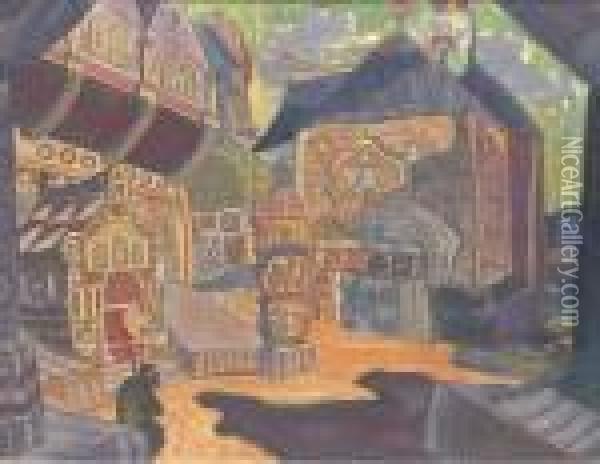 Decor For Price Igor: Prince Galitsky's Courtyard Oil Painting - Nicolaj Konstantinov Roerich