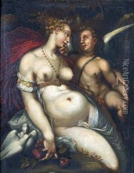 Venus And Cupid Oil Painting - Bartholomaeus Spranger
