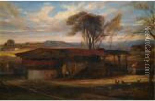 An Oriental Farm Oil Painting - Alexandre Gabriel Decamps