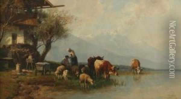 Ausbildung An Der Stuttgarter Kunstschule Oil Painting - Christian Friedrich Mali
