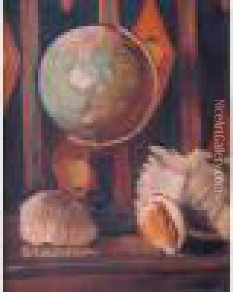 Nature Morte Au Globe Et Coquilles Oil Painting - Georges Kars