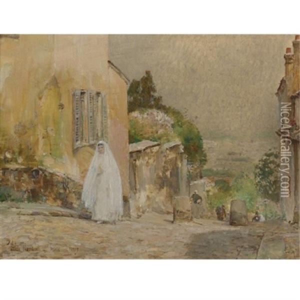 Spring Morning, Rue Mt. Cenis Montmartre Oil Painting - Childe Hassam