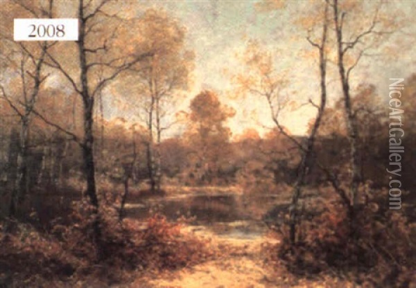 Fall Landscape With Pond Oil Painting - Albert Gabriel Rigolot