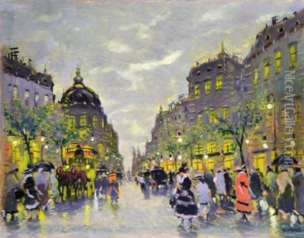 Andrassy Street Oil Painting - Antal Berkes