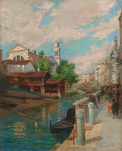 Squero Di San Trovaso A Venezia Oil Painting - Arnaldo Ferraguti