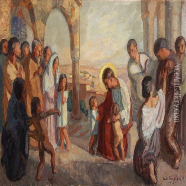 Jesus In The Temple Oil Painting - Axel Bredsdorff