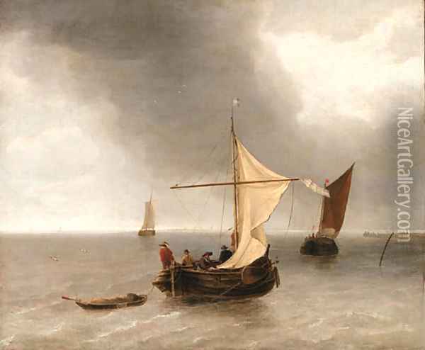 Shipping on a Ruffled Sea Oil Painting - Jan Van De Cappelle