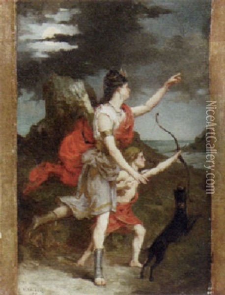 Diana, Goddess Of The Hunt Oil Painting - Emile-Louis Foubert