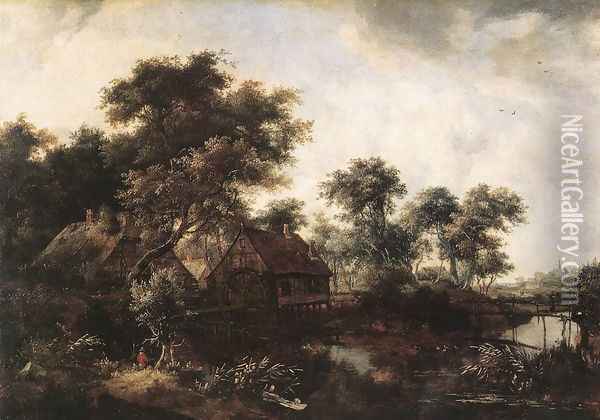 The Water Mill I Oil Painting - Meindert Hobbema