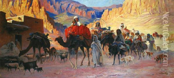 Larrivee De La Caravane Oil Painting - Henry Edward Dethold
