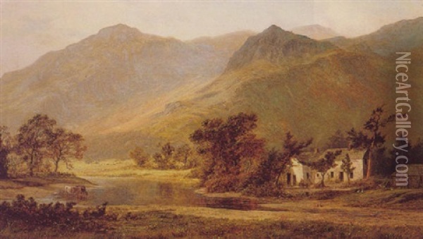 In The Lake District Oil Painting - Robert Gallon