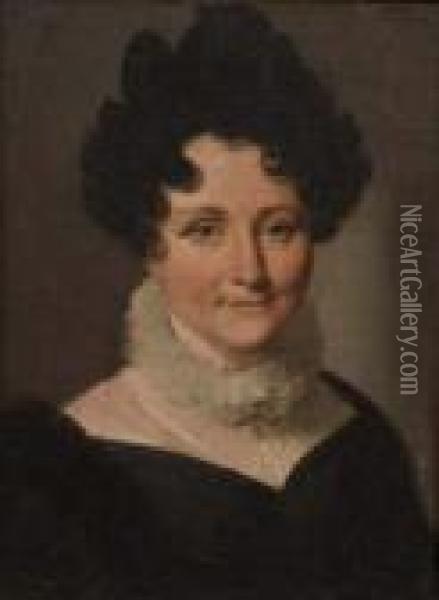 Portrait De Femme A La Collerette De Mousseline Blanche Oil Painting - Louis Leopold Boilly