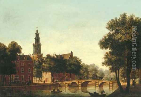 The Westerkerk, Amsterdam, seen from the Keizersgracht Oil Painting - Jan Van Der Heyden