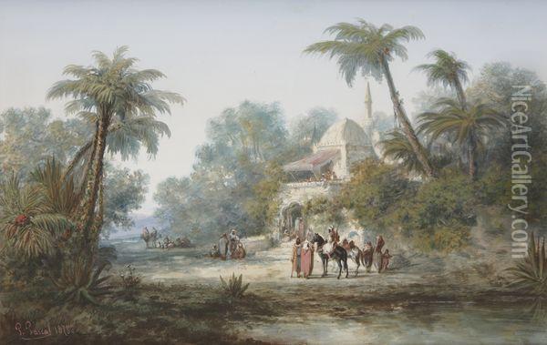 Cavaliers Arabes Dans Une Oasis Oil Painting - Paul Pascal
