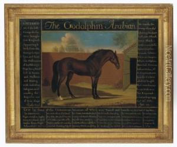The Godolphin Arabian In A Walled Yard Oil Painting - Daniel Quigley