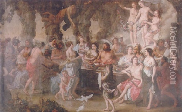 The Marriage Of Peleus And Thetis Oil Painting - Jacob Ignatius Roore