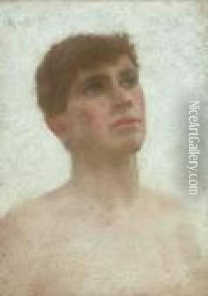 Portrait Of A Boy, Shoulder-length Oil Painting - Henry Scott Tuke