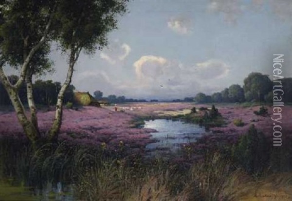 Heidelandschaft Oil Painting - Alexandr Vladimirovich Makovsky
