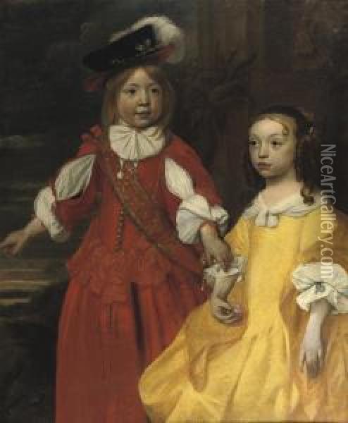 Double Portrait Of Henric And Barbara De Sandra Oil Painting - Bartholomeus Van Der Helst
