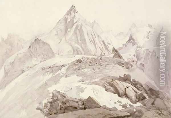 Aiguilles de Chamonix, c.1850 Oil Painting - John Ruskin