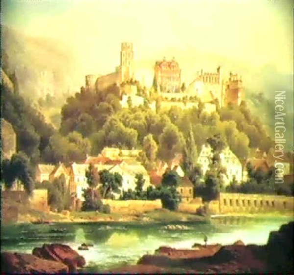 Blick Auf Das Heidelberger Schloss Oil Painting - Hubert Sattler