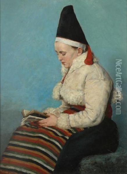 Woman Reading Oil Painting - Eliza Olivecrona