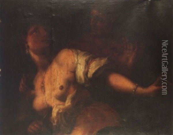The Rape Of Lucretia Oil Painting - Antonio Molinari