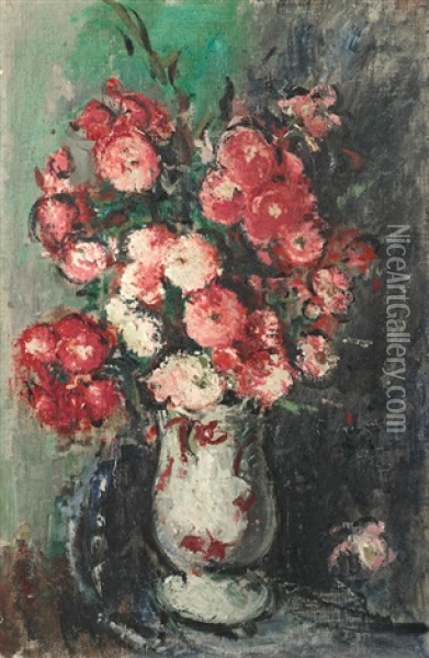 Blumenstrauss In Weisser Vase Oil Painting - Anton Faistauer