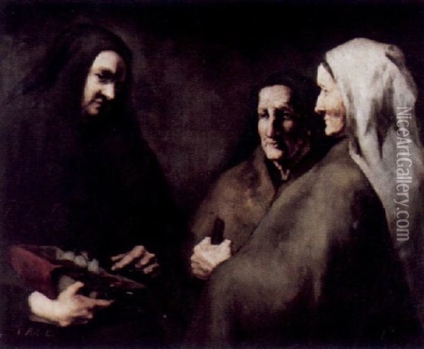 Drei Frauen Oil Painting - Theodule Ribot
