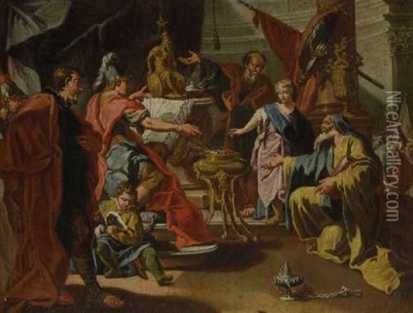 Hannibal Schwort Den Romern Rache Oil Painting - Giovanni Battista Pittoni the younger