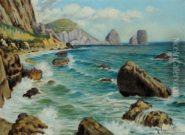 Capri, I Faraglioni Oil Painting - Gaetano Esposito