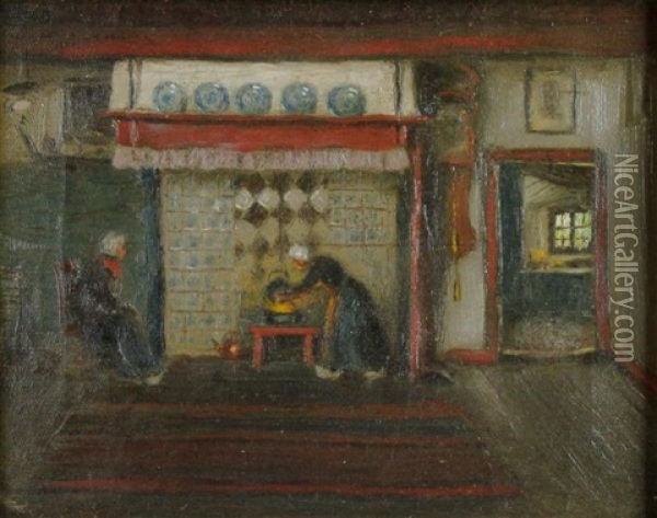Fireside Scene, 1900 Oil Painting - Addison Thomas Millar