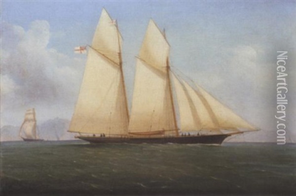 A Schooner Of The Royal Yacht Squadron Oil Painting - Tommaso de Simone