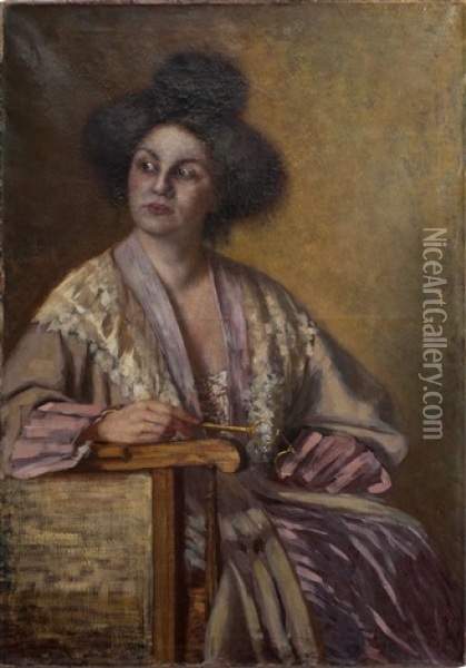 Portrait Of A Lady Oil Painting - Carlo Bugatti