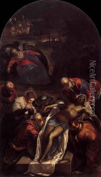 Entombment Oil Painting - Jacopo Tintoretto (Robusti)