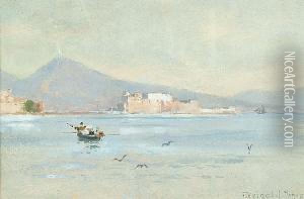 View Over The Bay Of Naples Oil Painting - Reginald T. Jones
