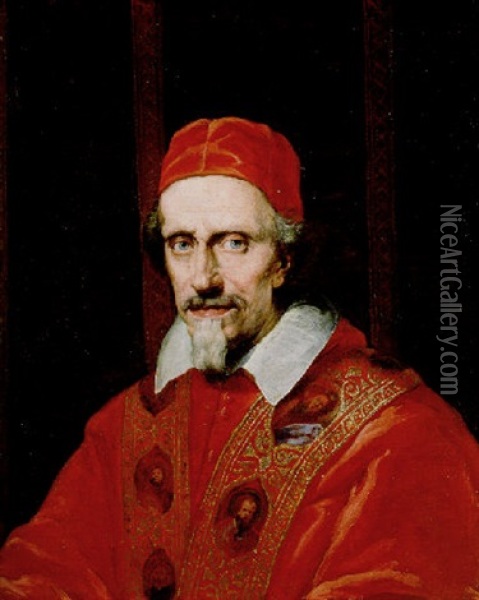 Portrait Of Giulio Rospigliosi, Pope Clement Ix (1599-1669) Oil Painting - Pietro da Cortona
