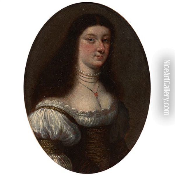 Portrait De Dame En Buste Oil Painting - Girolamo Forabosco