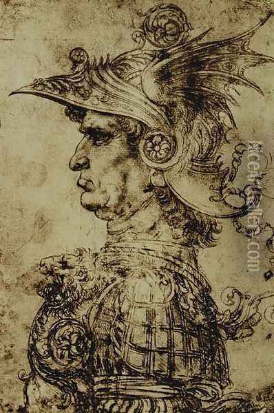Head of a Condottiere Oil Painting - Leonardo Da Vinci