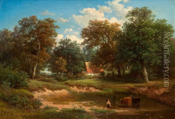 Landliche Idylle Oil Painting - August Weber