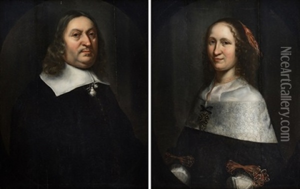 Retrato De Dama Y De Caballero (pair) Oil Painting - Jacob Willemsz Delff the Younger
