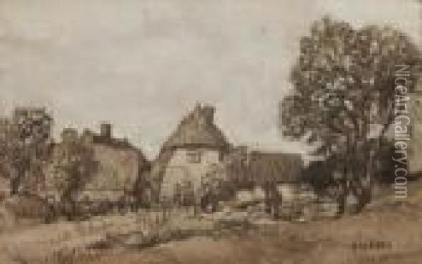The Cottages Oil Painting - George Clausen