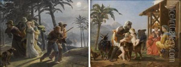 Virginie Apprend Qu'elle Va Devoir Partir Oil Painting - Nicolas Antoine Taunay