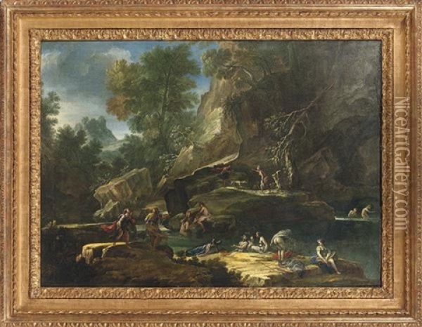 Diane Et Acteon Dans Un Paysage Oil Painting - Jean Baptiste Lallemand