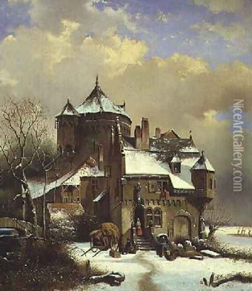 Dutch Winter Scene Oil Painting - Cornelis Kruseman