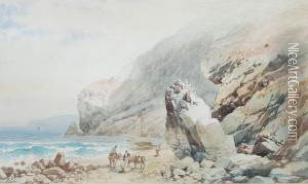 Coastal Scene With Cliffs Oil Painting - William Henry Pike