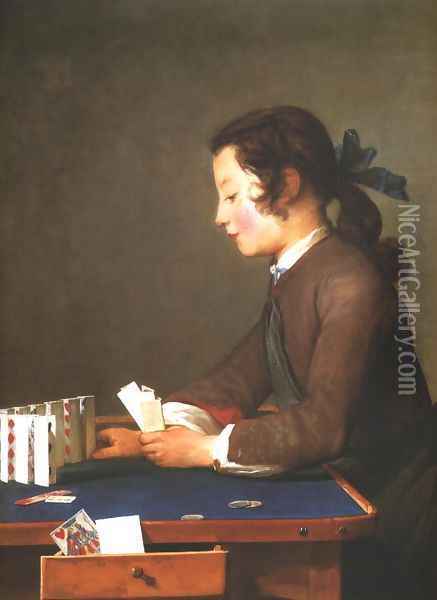 House of Cards Oil Painting - Jean-Baptiste-Simeon Chardin