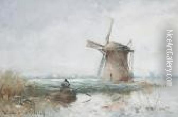 Landscape With Windmill Oil Painting - Willem Johannes Weissenbruch
