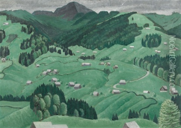 Appenzeller Landschaft Oil Painting - Hans Bruhlmann