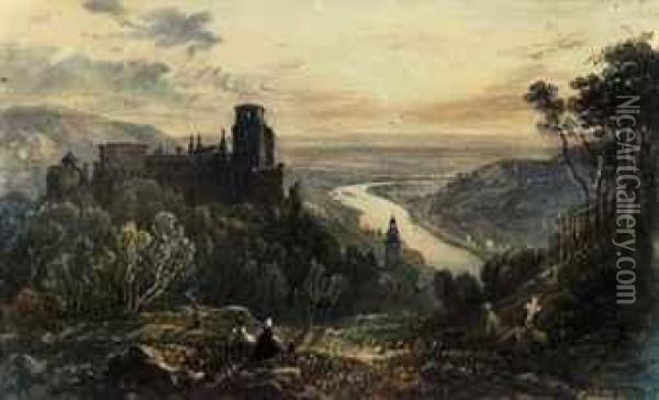 View Of Heidelburg On The Rhine Oil Painting - Henry Brittan Willis